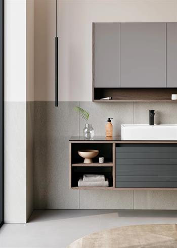 Orka Prato 120 cm Banyo Dolabı Takımı Navaro/Antrasit (Dolaplı Ayna), 5003635