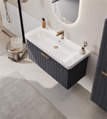 Orka Procıda 105 cm Mat Antrasit / Altın Kulplu ,Banyo Dolabı Alt Modül ve Lavabo, 5007218