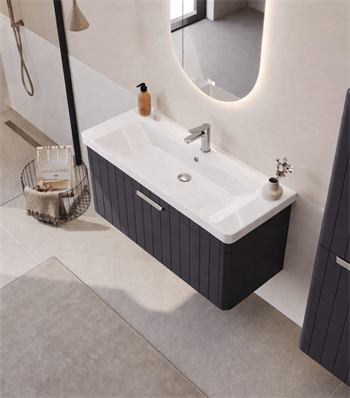 Orka Procıda 105 cm Mat Antrasit / Krom Kulplu ,Banyo Dolabı Alt Modül ve Lavabo, 5007222