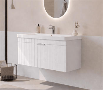Orka Procıda 105 cm Mat Beyaz / Krom Kulplu ,Banyo Dolabı Alt Modül ve Lavabo, 5007221