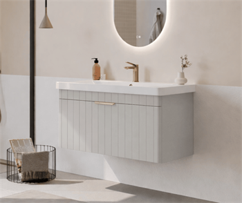 Orka Procıda 105 cm Mat Kaşmir / Altın Kulplu ,Banyo Dolabı Alt Modül ve Lavabo, 5007219