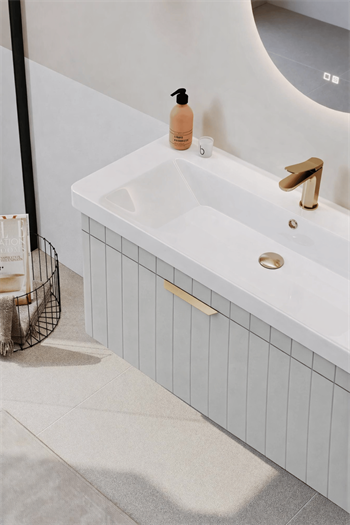 Orka Procıda 105 cm Mat Kaşmir / Altın Kulplu ,Banyo Dolabı Alt Modül ve Lavabo, 5007219