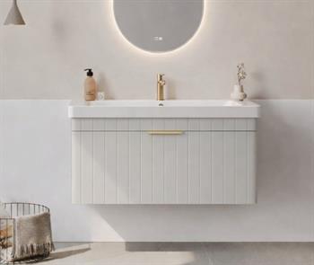 Orka Procıda 105 cm Mat Kaşmir / Altın Kulplu ,Banyo Dolabı Alt Modül ve Lavabo, 5007219