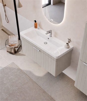 Orka Procıda 105 cm Mat Kaşmir / Krom Kulplu ,Banyo Dolabı Alt Modül ve Lavabo, 5007223