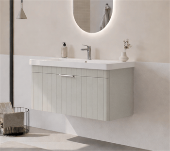 Orka Procıda 105 cm Mat Kaşmir / Krom Kulplu ,Banyo Dolabı Alt Modül ve Lavabo, 5007223