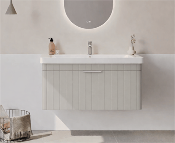 Orka Procıda 105 cm Mat Kaşmir / Krom Kulplu ,Banyo Dolabı Alt Modül ve Lavabo, 5007223