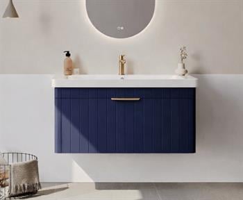 Orka Procıda 105 cm Mat Lacivert / Altın Kulplu ,Banyo Dolabı Alt Modül ve Lavabo, 5007220