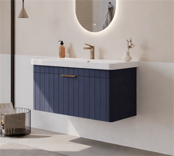 Orka Procıda 105 cm Mat Lacivert / Altın Kulplu ,Banyo Dolabı Alt Modül ve Lavabo, 5007220