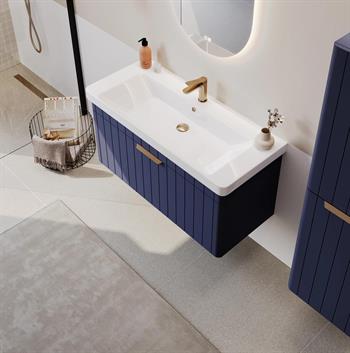 Orka Procıda 105 cm Mat Lacivert / Altın Kulplu ,Banyo Dolabı Alt Modül ve Lavabo, 5007220