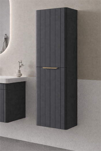 Orka Procıda 40 Cm Mat Antrasit / Altın Kulplu Banyo Boy Dolabı, 3009338