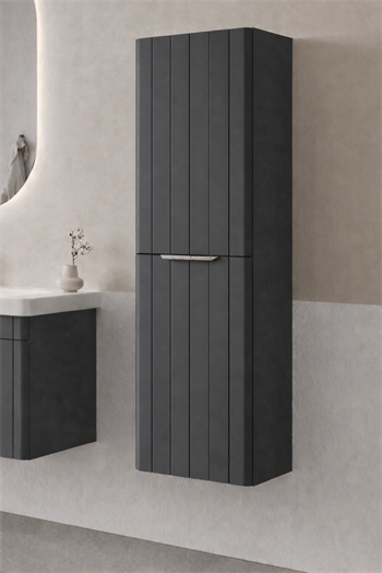 Orka Procıda 40 Cm Mat Antrasit / Krom Kulplu Banyo Boy Dolabı, 3009342