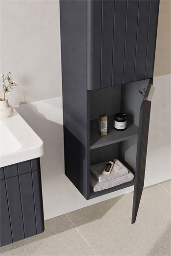 Orka Procıda 40 Cm Mat Antrasit / Krom Kulplu Banyo Boy Dolabı, 3009342