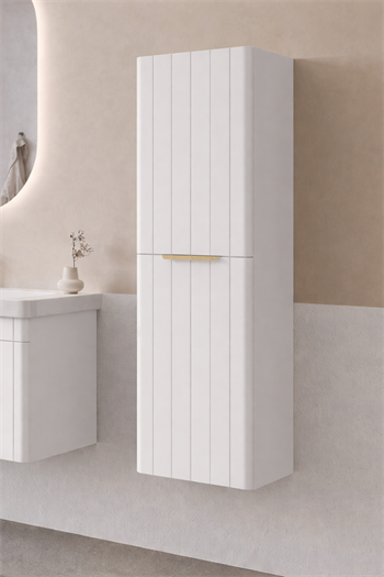 Orka Procıda 40 Cm Mat Beyaz / Altın Kulplu Banyo Boy Dolabı, 3009337