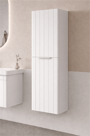 Orka Procıda 40 Cm Mat Beyaz / Krom Kulplu Banyo Boy Dolabı, 3009341