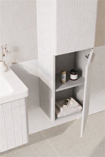 Orka Procıda 40 Cm Mat Beyaz / Krom Kulplu Banyo Boy Dolabı, 3009341