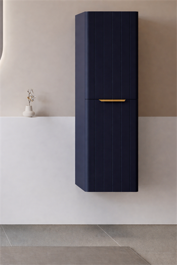 Orka Procıda 40 Cm Mat Lacivert / Altın Kulplu Banyo Boy Dolabı, 3009340