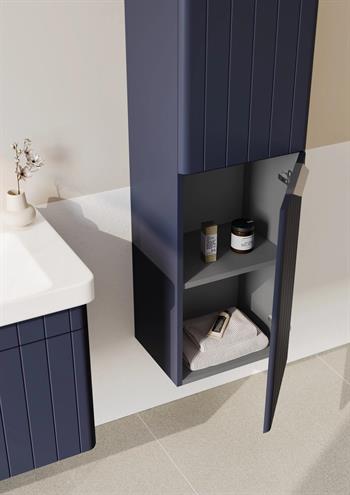 Orka Procıda 40 Cm Mat Lacivert / Krom Kulplu Banyo Boy Dolabı, 3009344
