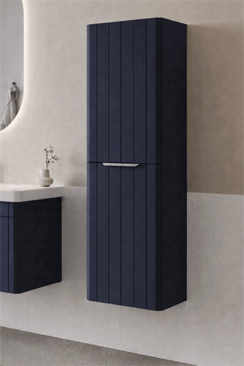 Orka Procıda 40 Cm Mat Lacivert / Krom Kulplu Banyo Boy Dolabı, 3009344