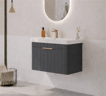 Orka Procıda 60 cm Mat Antrasit / Altın Kulplu ,Banyo Dolabı Alt Modül ve Lavabo, 5007202