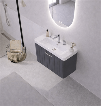 Orka Procıda 60 cm Mat Antrasit / Krom Kulplu ,Banyo Dolabı Alt Modül ve Lavabo, 5007206