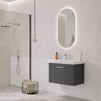 Orka Procıda Banyo Dolabı Takımı, 60 cm, Mat Antrasit (Ledli Ayna-Krom Kulp, 5007230