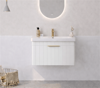 Orka Procıda 60 cm Mat Beyaz / Altın Kulplu ,Banyo Dolabı Alt Modül ve Lavabo, 5007201