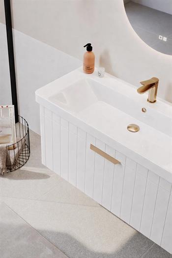 Orka Procıda 60 cm Mat Beyaz / Altın Kulplu ,Banyo Dolabı Alt Modül ve Lavabo, 5007201