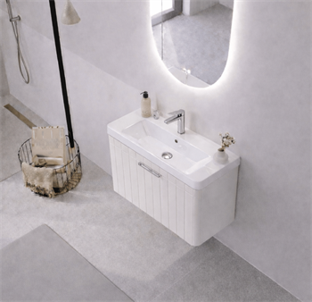 Orka Procıda 60 cm Mat Beyaz / Krom Kulplu ,Banyo Dolabı Alt Modül ve Lavabo, 5007205