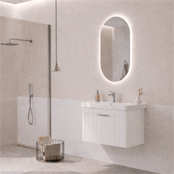 Orka Procıda Banyo Dolabı Takımı, 60 cm, Mat Beyaz (Ledli Ayna-Krom Kulp, 5007229