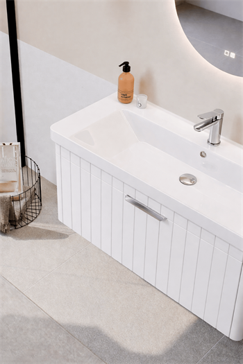 Orka Procıda 60 cm Mat Beyaz / Krom Kulplu ,Banyo Dolabı Alt Modül ve Lavabo, 5007205