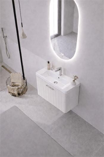 Orka Procıda Banyo Dolabı Takımı, 60 cm, Mat Beyaz (Ledli Ayna-Krom Kulp, 5007229