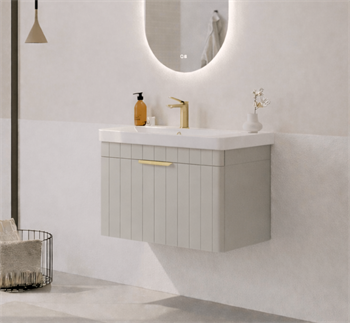 Orka Procıda 60 cm Mat Kaşmir / Altın Kulplu ,Banyo Dolabı Alt Modül ve Lavabo, 5007203