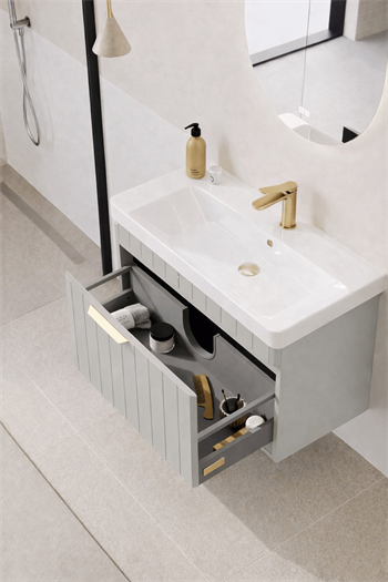 Orka Procıda 60 cm Mat Kaşmir / Altın Kulplu ,Banyo Dolabı Alt Modül ve Lavabo, 5007203