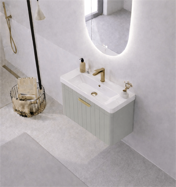 Orka Procıda 60 cm Mat Kaşmir / Altın Kulplu ,Banyo Dolabı Alt Modül ve Lavabo, 5007203