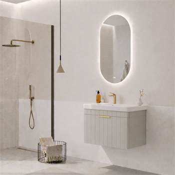 Orka Procıda Banyo Dolabı Takımı, 60 cm, Mat Kaşmir (Ledli Ayna-Altın Kulp), 5007227