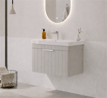 Orka Procıda 60 cm Mat Kaşmir / Krom Kulplu ,Banyo Dolabı Alt Modül ve Lavabo, 5007207