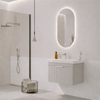 Orka Procıda Banyo Dolabı Takımı, 60 cm, Mat Kaşmir (Ledli Ayna-Krom Kulp, 5007231