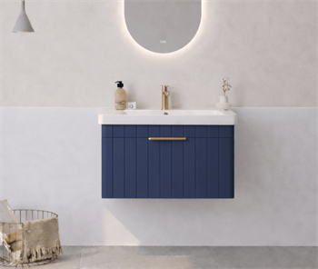 Orka Procıda 60 cm Mat Lacivert / Altın Kulplu ,Banyo Dolabı Alt Modül ve Lavabo, 5007204