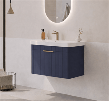 Orka Procıda 60 cm Mat Lacivert / Altın Kulplu ,Banyo Dolabı Alt Modül ve Lavabo, 5007204