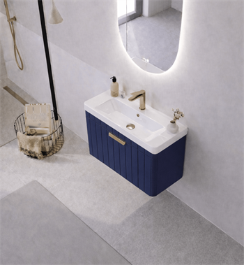 Orka Procıda 60 cm Mat Lacivert / Altın Kulplu ,Banyo Dolabı Alt Modül ve Lavabo, 5007204