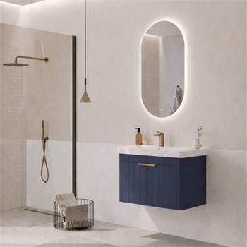 Orka Procıda Banyo Dolabı Takımı, 60 cm, Mat Lacivert (Ledli Ayna-Altın Kulp), 5007228