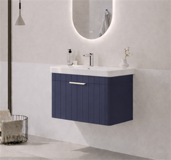 Orka Procıda 60 cm Mat Lacivert / Krom Kulplu ,Banyo Dolabı Alt Modül ve Lavabo, 5007208