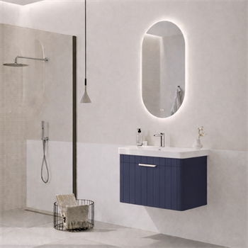 Orka Procıda Banyo Dolabı Takımı, 60 cm, Mat Lacivert (Ledli Ayna-Krom Kulp, 5007232