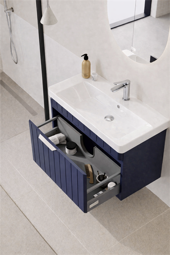 Orka Procıda Banyo Dolabı Takımı, 60 cm, Mat Lacivert (Ledli Ayna-Krom Kulp, 5007232