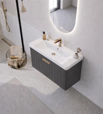 Orka Procıda 80 cm Mat Antrasit / Altın Kulplu ,Banyo Dolabı Alt Modül ve Lavabo, 5007210