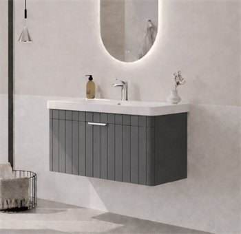 Orka Procıda 80 cm Mat Antrasit / Krom Kulplu ,Banyo Dolabı Alt Modül ve Lavabo, 5007214