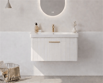 Orka Procıda 80 cm Mat Beyaz / Altın Kulplu ,Banyo Dolabı Alt Modül ve Lavabo, 5007209