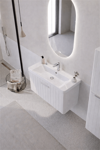 Orka Procıda Banyo Dolabı Takımı, 80 cm, Mat Beyaz (Ledli Ayna-Krom Kulp), 5007237