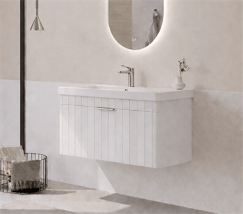 Orka Procıda 80 cm Mat Beyaz / Krom Kulplu ,Banyo Dolabı Alt Modül ve Lavabo, 5007213