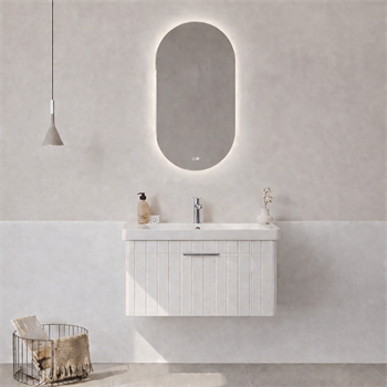 Orka Procıda Banyo Dolabı Takımı, 80 cm, Mat Beyaz (Ledli Ayna-Krom Kulp), 5007237